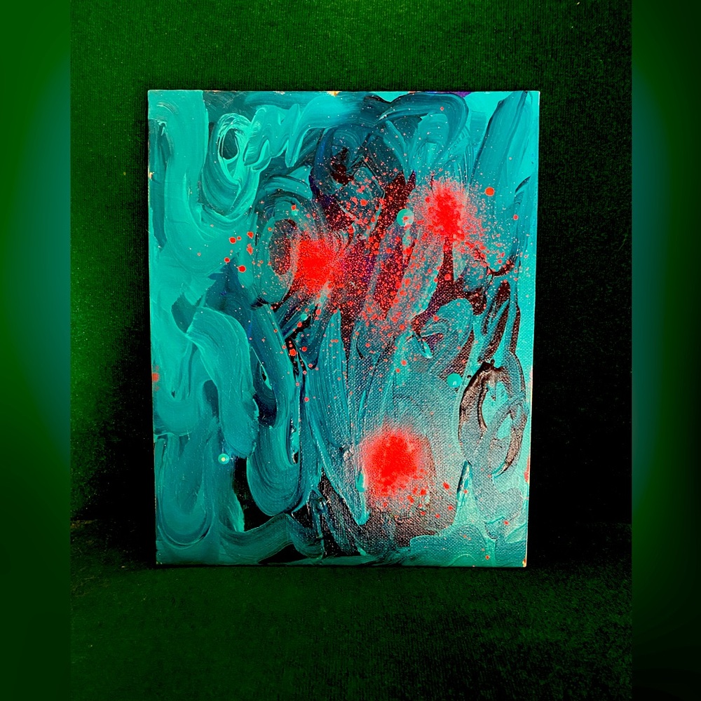 Hand Painted Abstract Neon Painting